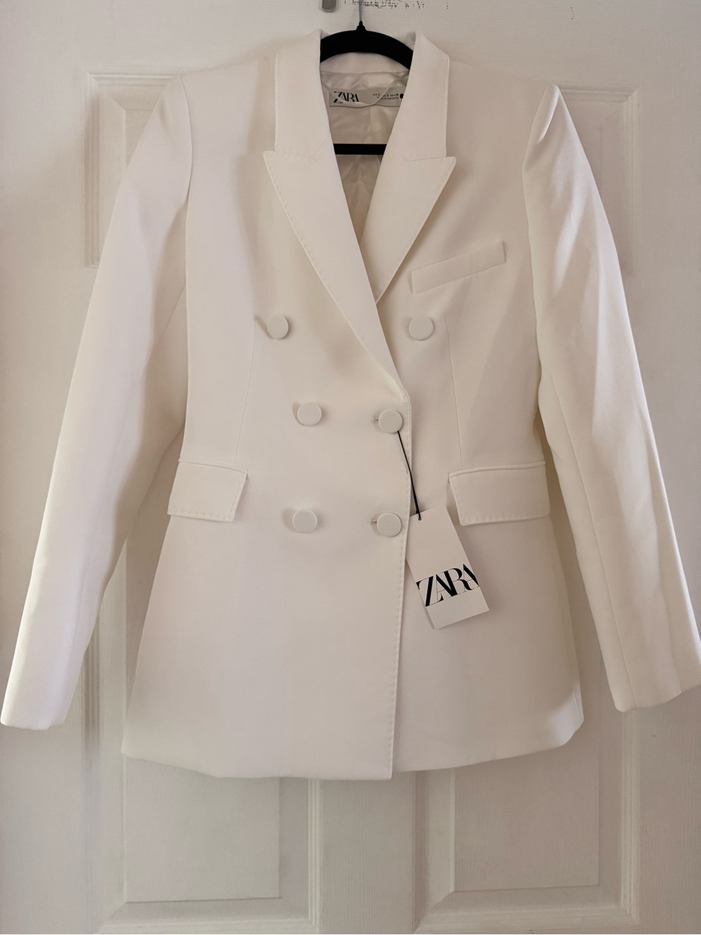 NEW! ZARA Double-Breasted Blazer - Off White - Size S